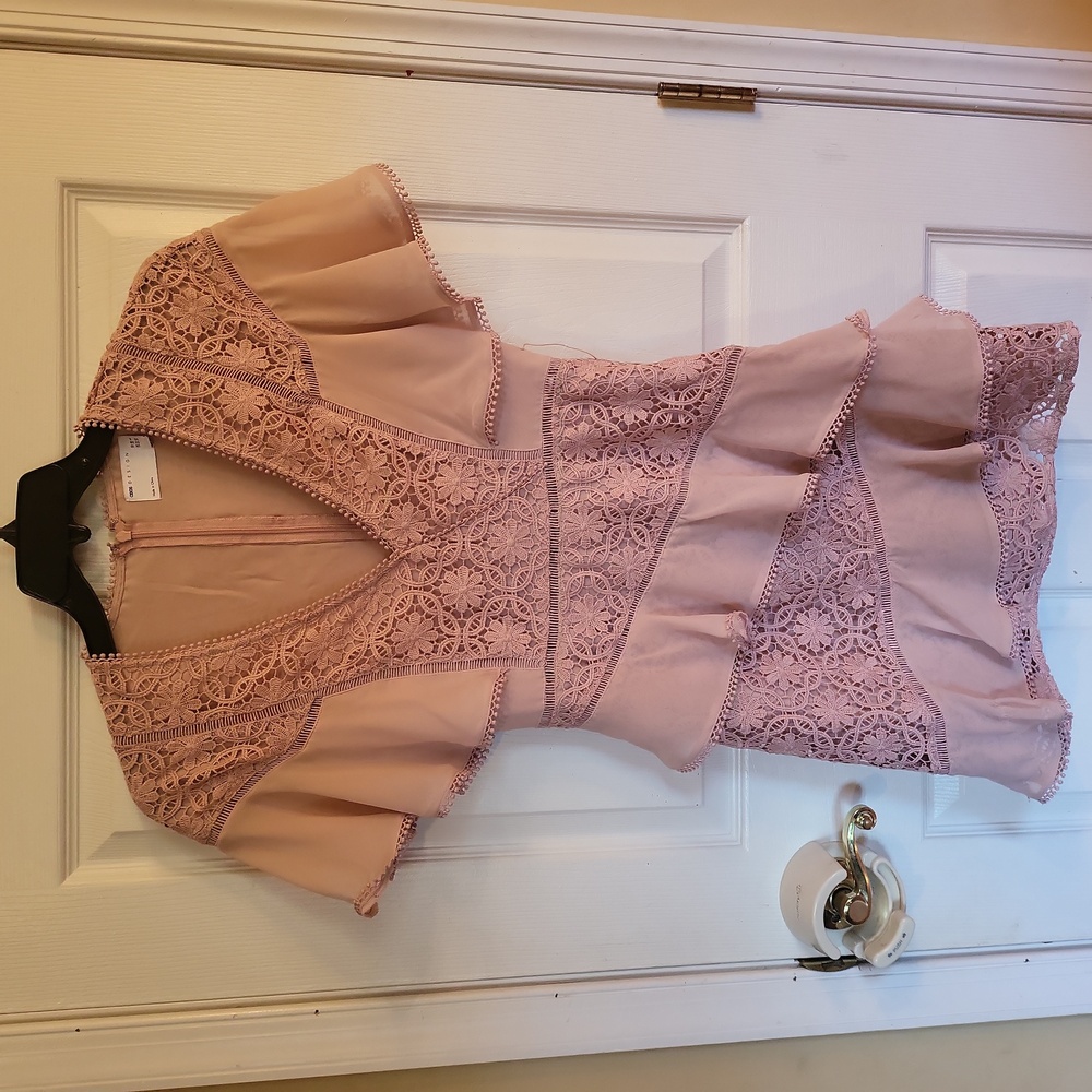 asos DESIGN Dusty Rose Dress Size 6 floral detail detachable belt back zip